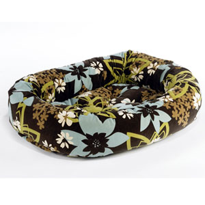 donut bed: teacup, small, medium, large & xl dog bed with microvelvet floral pattern