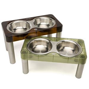 Metro Duo elevated dog diner with combo stainless steel bowl