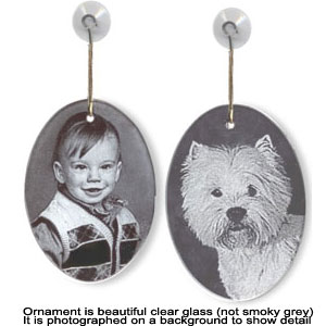 glass ornament personalized with etched photo 