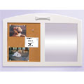wooden memo board and mirror with bone ornament