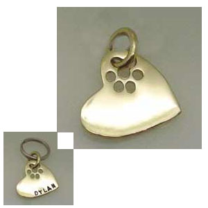 14K pet heart id charm