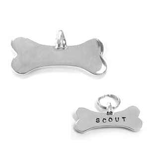 custom dog id tag - sterling silver dog bone