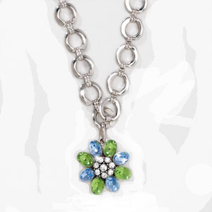 crystal flower dog necklace