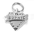 custom dog id tag - silver heart with bone overlay