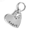 custom dog id tag - silver heart with cut out paw