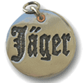 dog id tag with dog's name in Old English font