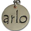 dog id tag - hand etched in informal handwriting font