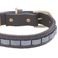 leather dog collar with genuine semi precious stones