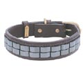 leather dog collar with genuine semi precious stones