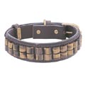 leather dog collar with genuine semi precious stones
