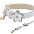 designer leather dog collar with genuine Burma Jade cabochon