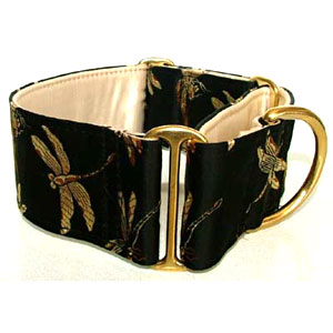 dragonflies on silk martingale dog collar available in 3 widths