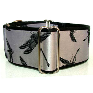 dragonflies on silk martingale dog collar available in 3 widths