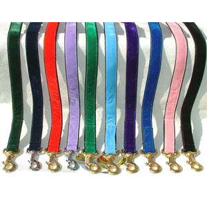 velvet leash offered in a rainbow color assortment