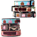 cup cake collar & leash with nickel buckle