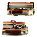 Furberry classic stripe collar & leash with nickel buckle
