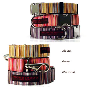 classic stripe collar & leash with nickel buckle