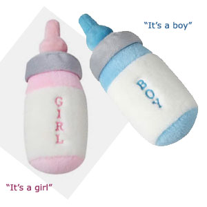 talking puppy toy - puppy bottle in pink or blue