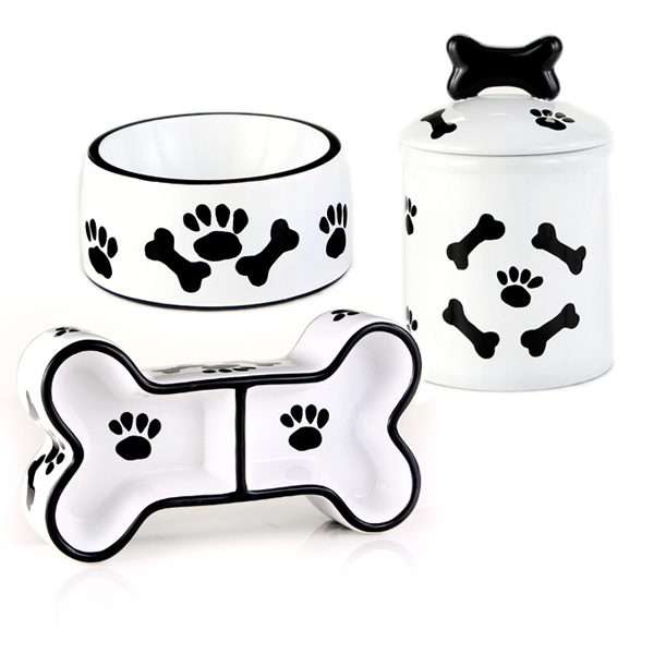 black and white dog bowls