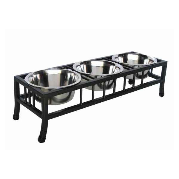 Baron Double Raised Dog Bowl - Extra Large-Black