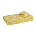 Dog bed with attached pillow for outdoor use in Veranda print All Weather fabric